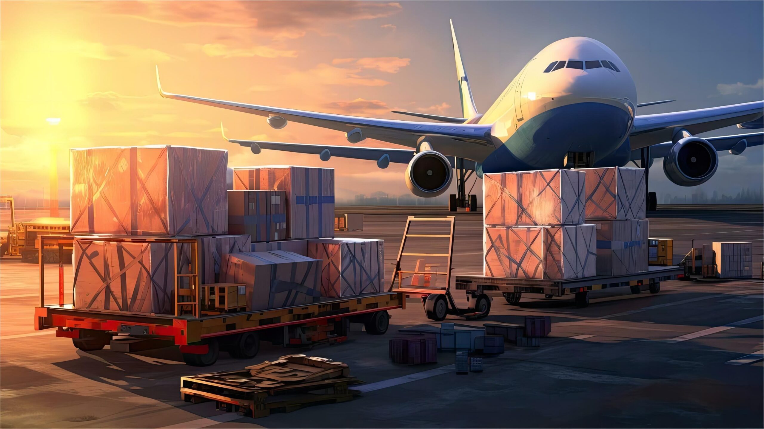 Air cargo being loaded onto a plane in China for LCL shipping