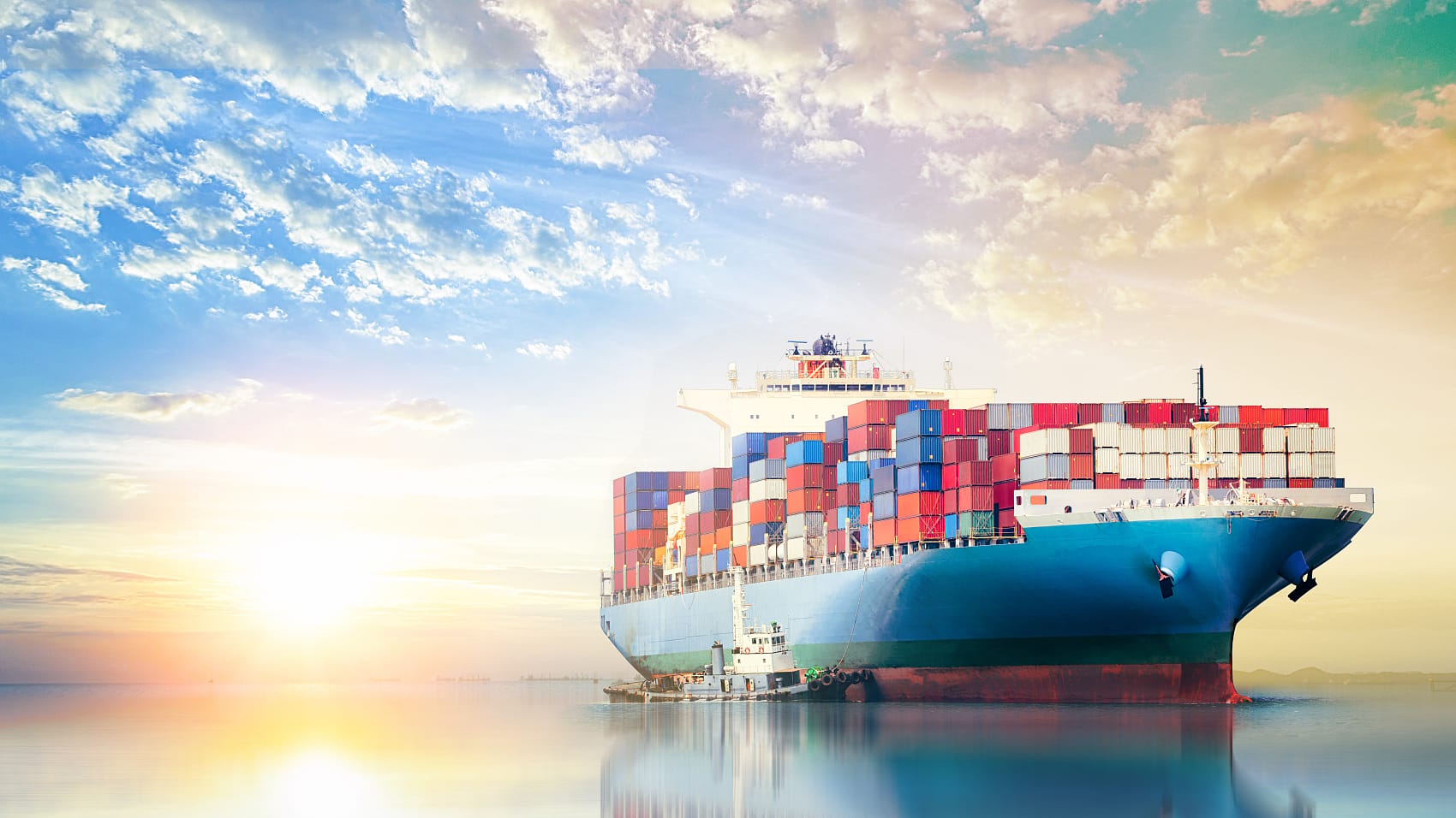 Container ship at a major Chinese port preparing for departure to Germany