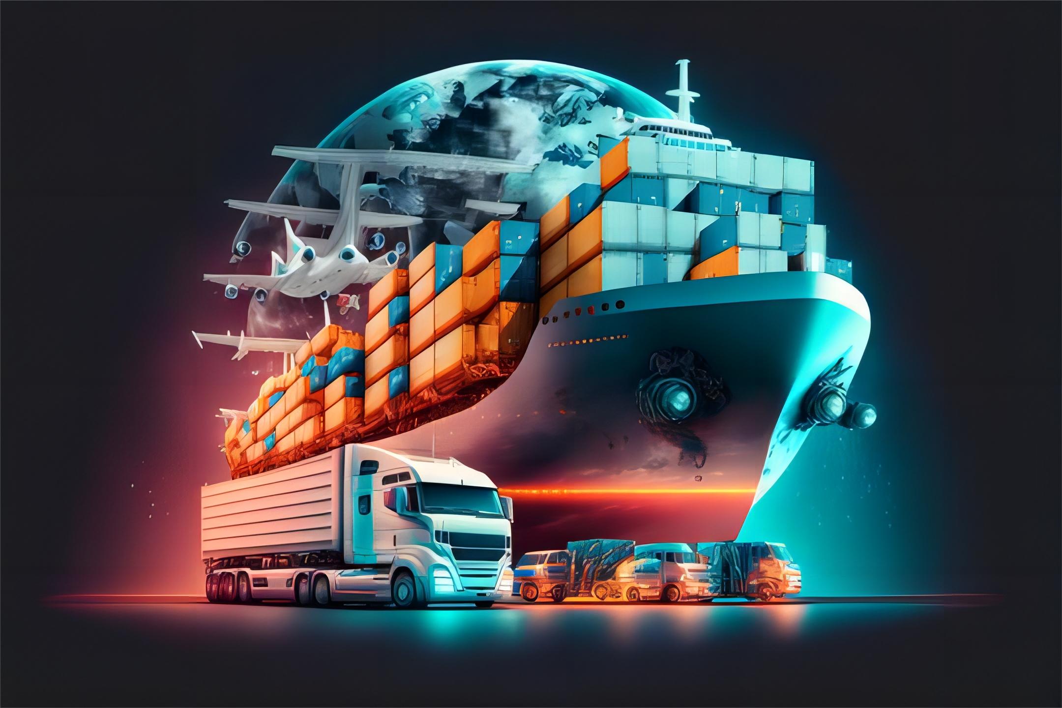 Container ship at a busy port representing international shipping