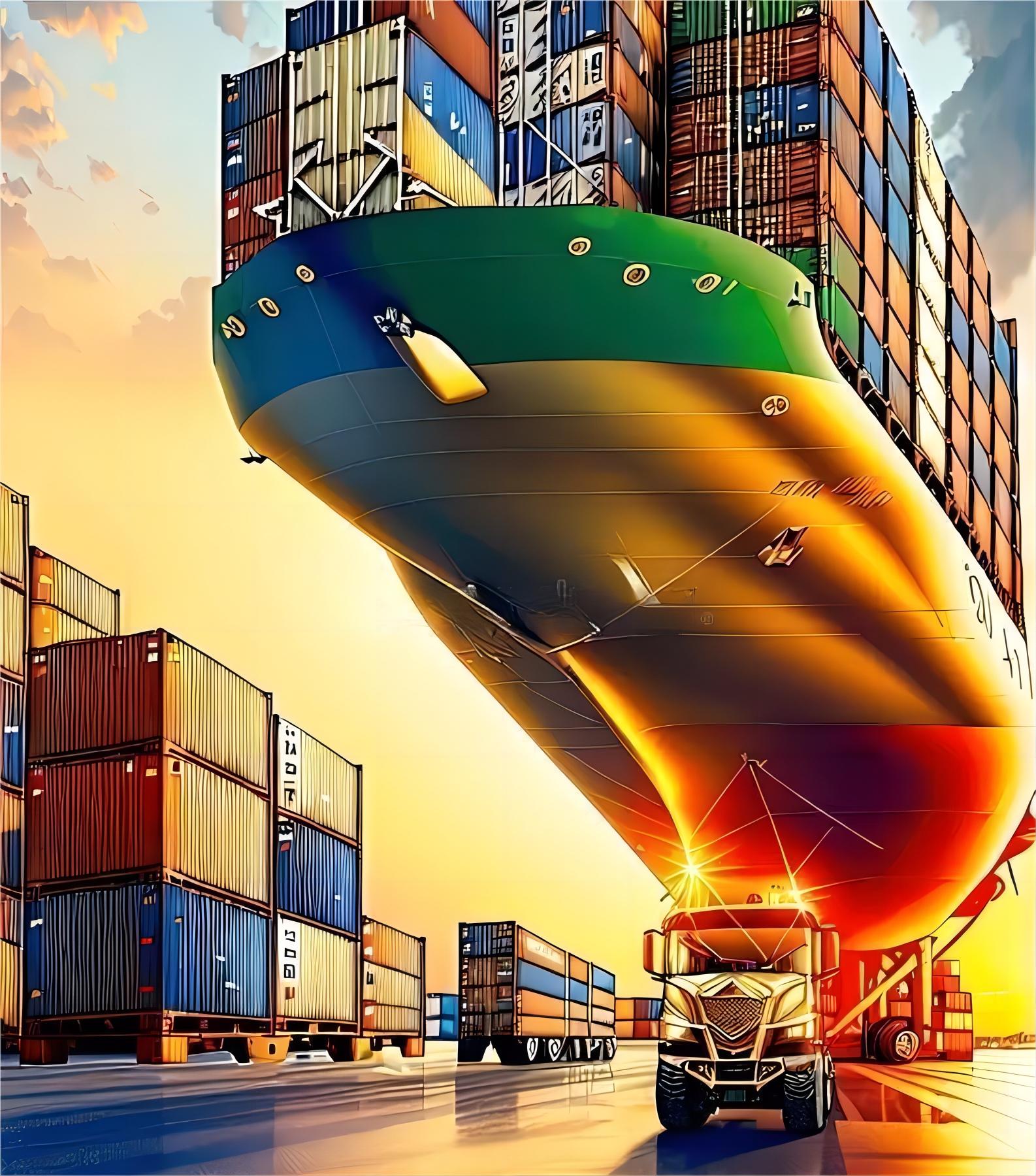 Global cargo shipping route map